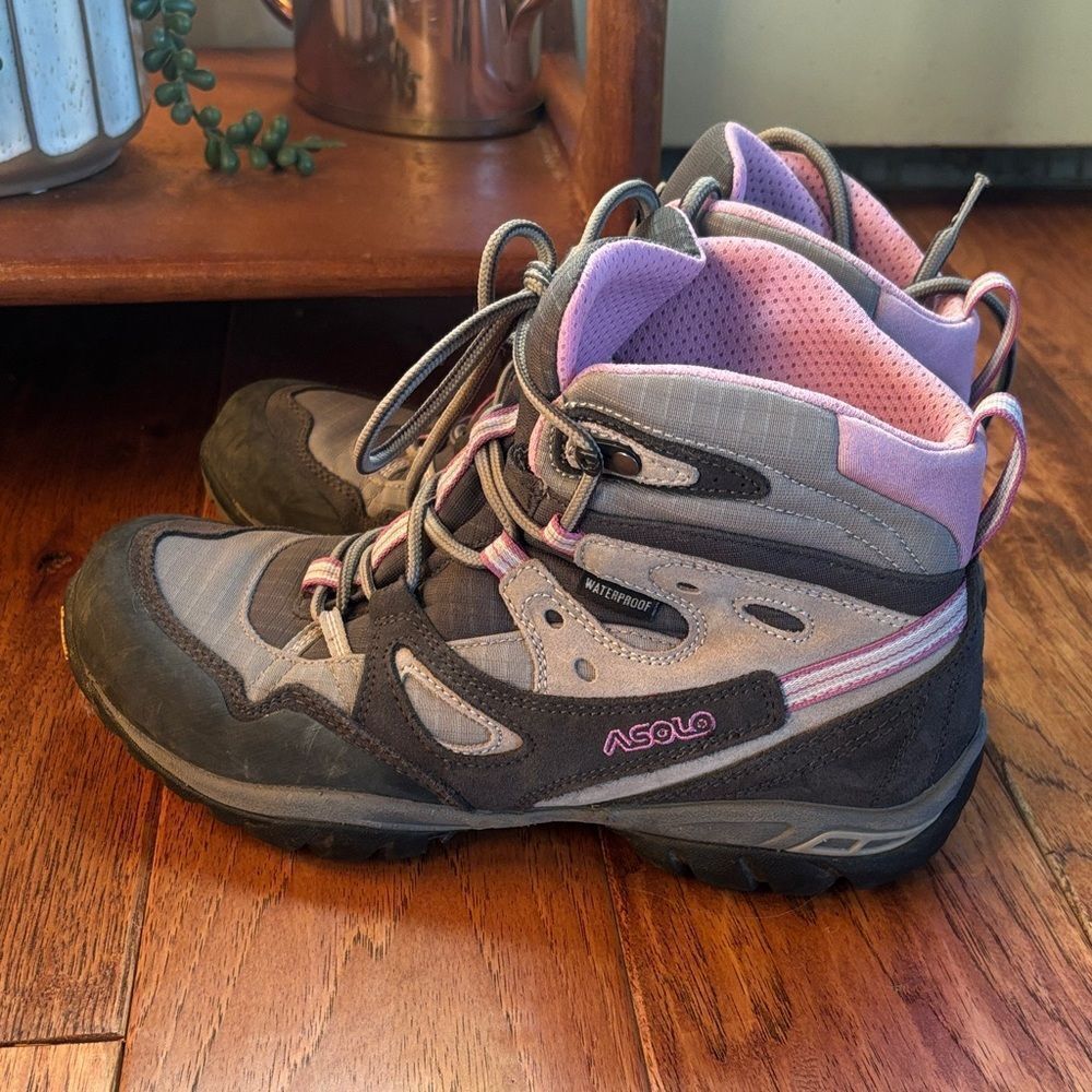 Asolo Gray and Pink Hiking Boots